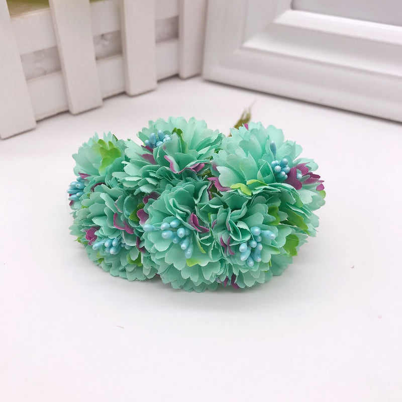 Realistic Carnation Bouquet, 6 Flowers, 4" Tall, Perfect for Wedding Decor, DIY Crafting, Home & Office Decoration, Allergy Safe, Durable & No Maintenance