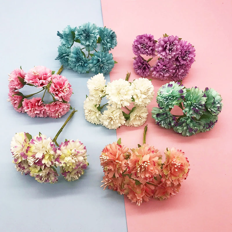Realistic Carnation Bouquet, 6 Flowers, 4" Tall, Perfect for Wedding Decor, DIY Crafting, Home & Office Decoration, Allergy Safe, Durable & No Maintenance