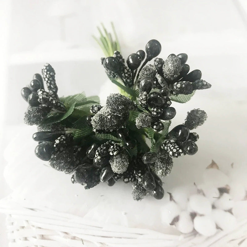 12-Stem Faux Berry Picks Bunch, 3.5" Realistic Mini Berry Clusters with Leaves for DIY Wreaths, Wedding Decor, Vase Filler & Holiday Crafts
