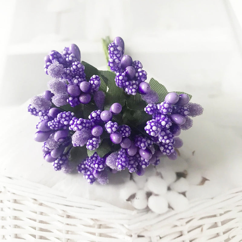 12-Stem Faux Berry Picks Bunch, 3.5" Realistic Mini Berry Clusters with Leaves for DIY Wreaths, Wedding Decor, Vase Filler & Holiday Crafts