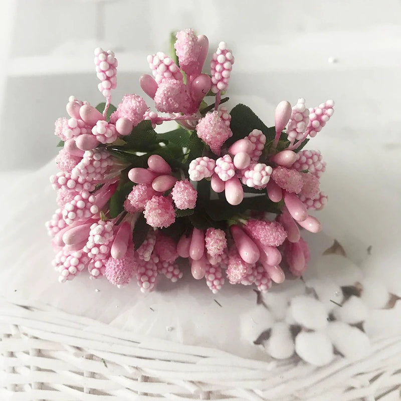 12-Stem Faux Berry Picks Bunch, 3.5" Realistic Mini Berry Clusters with Leaves for DIY Wreaths, Wedding Decor, Vase Filler & Holiday Crafts