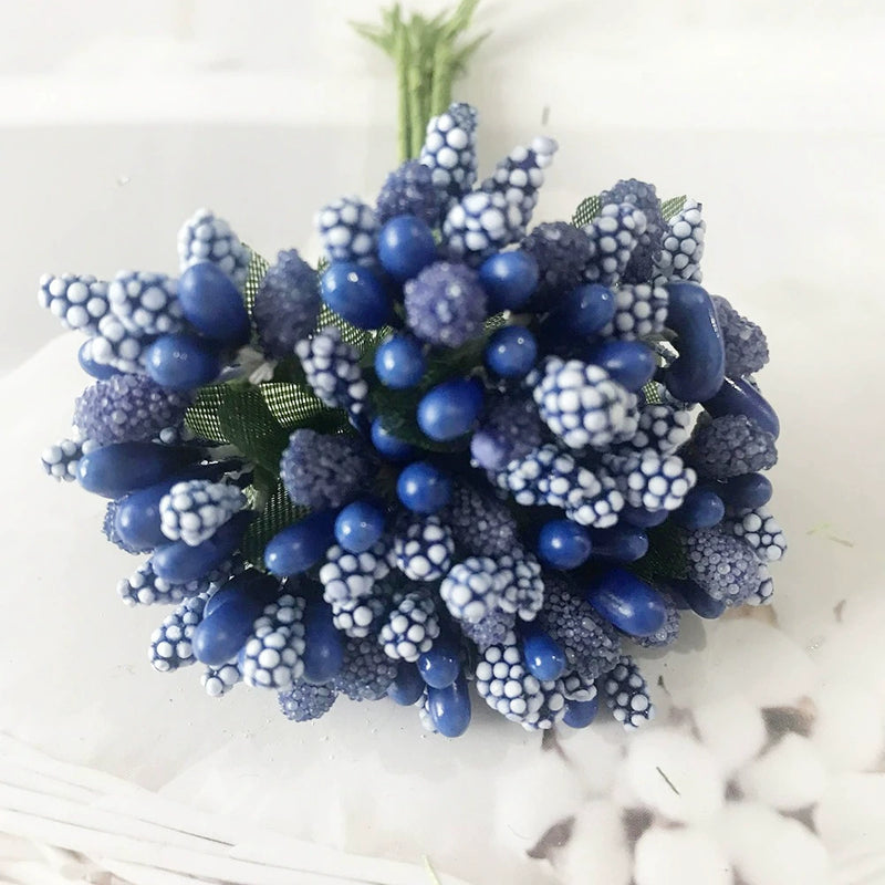 12-Stem Faux Berry Picks Bunch, 3.5" Realistic Mini Berry Clusters with Leaves for DIY Wreaths, Wedding Decor, Vase Filler & Holiday Crafts