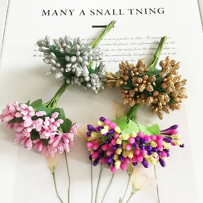12-Stem Faux Berry Picks Bunch, 3.5" Realistic Mini Berry Clusters with Leaves for DIY Wreaths, Wedding Decor, Vase Filler & Holiday Crafts