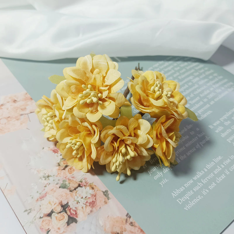 Mini Faux Dahlia Bunch, 4.5" Lifelike Small Artificial Flowers for DIY Crafts, Wedding Corsages, Boutonnieres, Wreaths & Home Decor