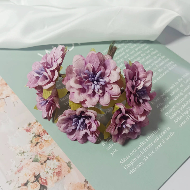 Mini Faux Dahlia Bunch, 4.5" Lifelike Small Artificial Flowers for DIY Crafts, Wedding Corsages, Boutonnieres, Wreaths & Home Decor