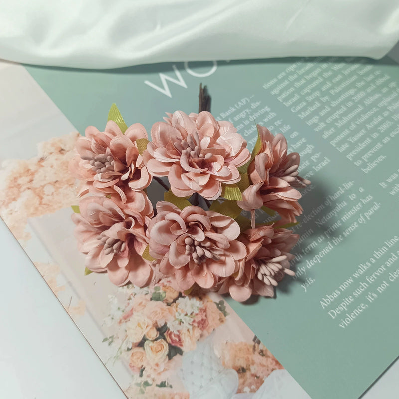 Mini Faux Dahlia Bunch, 4.5" Lifelike Small Artificial Flowers for DIY Crafts, Wedding Corsages, Boutonnieres, Wreaths & Home Decor