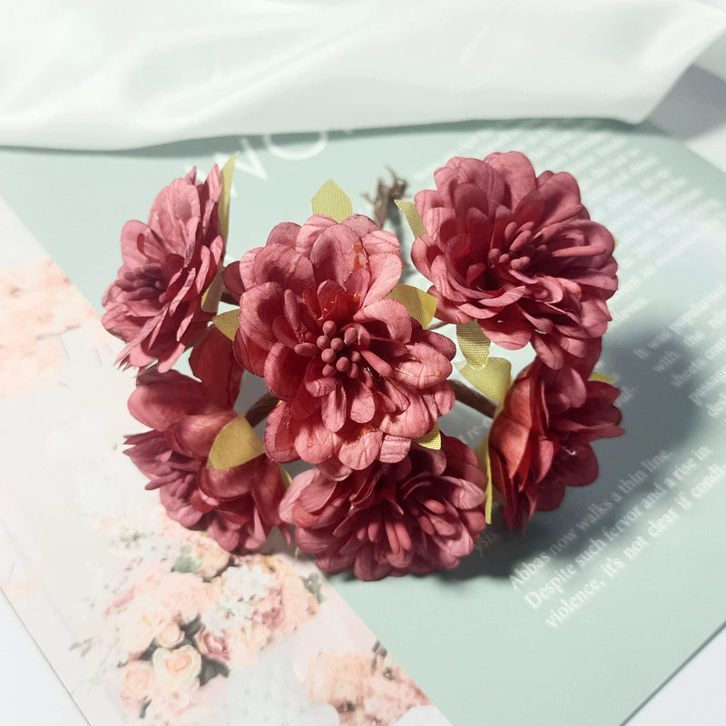 Mini Faux Dahlia Bunch, 4.5" Lifelike Small Artificial Flowers for DIY Crafts, Wedding Corsages, Boutonnieres, Wreaths & Home Decor
