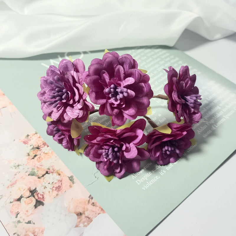 Mini Faux Dahlia Bunch, 4.5" Lifelike Small Artificial Flowers for DIY Crafts, Wedding Corsages, Boutonnieres, Wreaths & Home Decor
