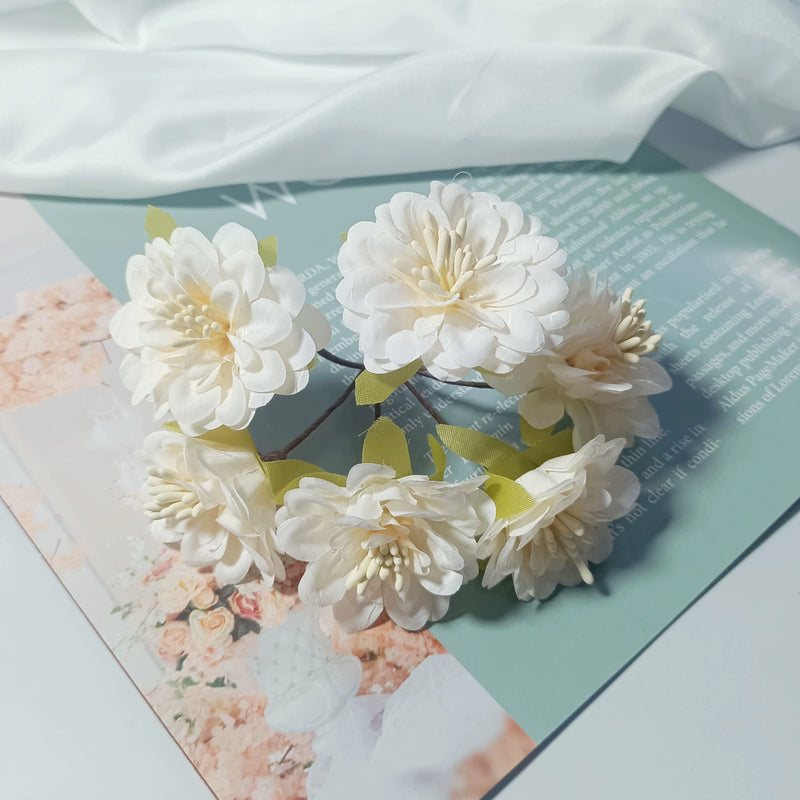 Mini Faux Dahlia Bunch, 4.5" Lifelike Small Artificial Flowers for DIY Crafts, Wedding Corsages, Boutonnieres, Wreaths & Home Decor