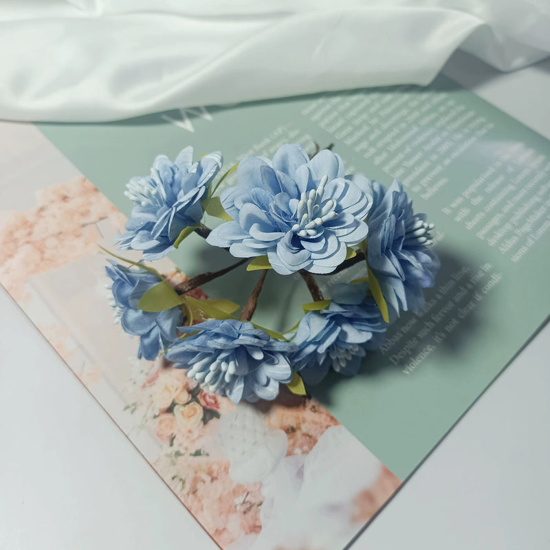 Mini Faux Dahlia Bunch, 4.5" Lifelike Small Artificial Flowers for DIY Crafts, Wedding Corsages, Boutonnieres, Wreaths & Home Decor