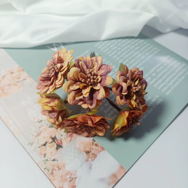 Mini Faux Dahlia Bunch, 4.5" Lifelike Small Artificial Flowers for DIY Crafts, Wedding Corsages, Boutonnieres, Wreaths & Home Decor