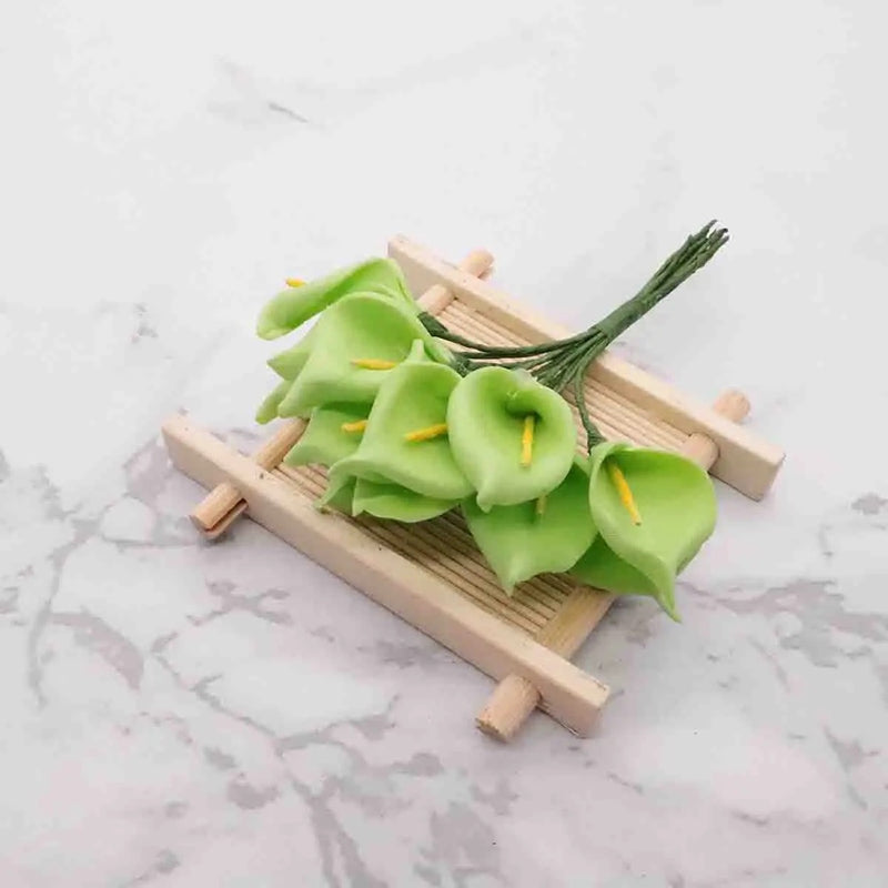 Realistic Mini Calla Lily Bouquet, 4.5" Foam Flowers for Weddings, DIY Gift Boxes, Home Decor, Allergy & Pet Safe