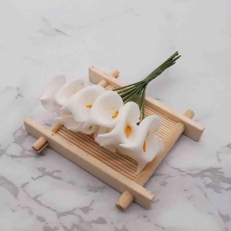 Realistic Mini Calla Lily Bouquet, 4.5" Foam Flowers for Weddings, DIY Gift Boxes, Home Decor, Allergy & Pet Safe
