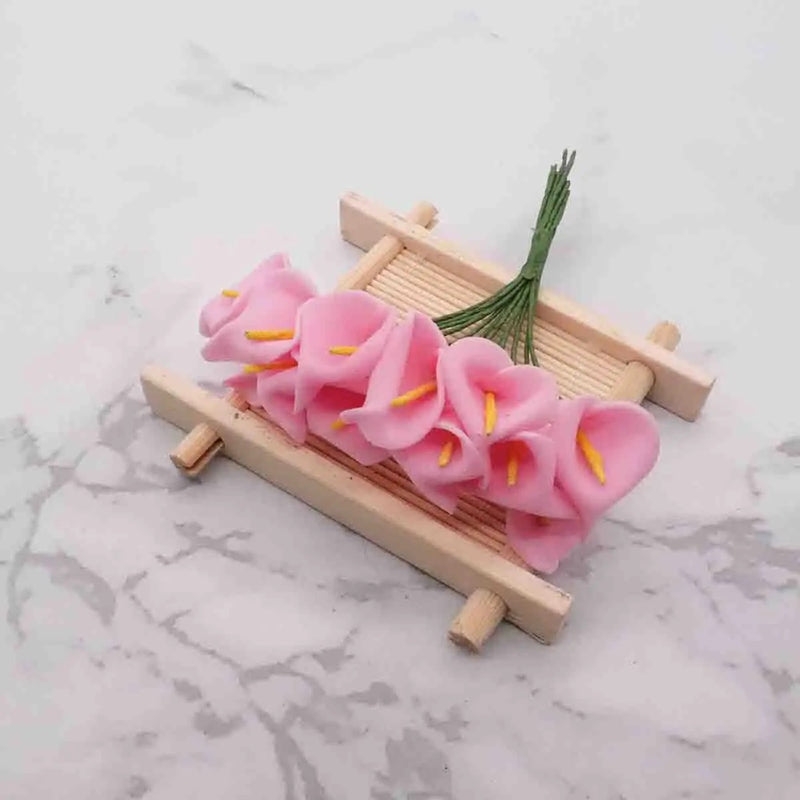 Realistic Mini Calla Lily Bouquet, 4.5" Foam Flowers for Weddings, DIY Gift Boxes, Home Decor, Allergy & Pet Safe