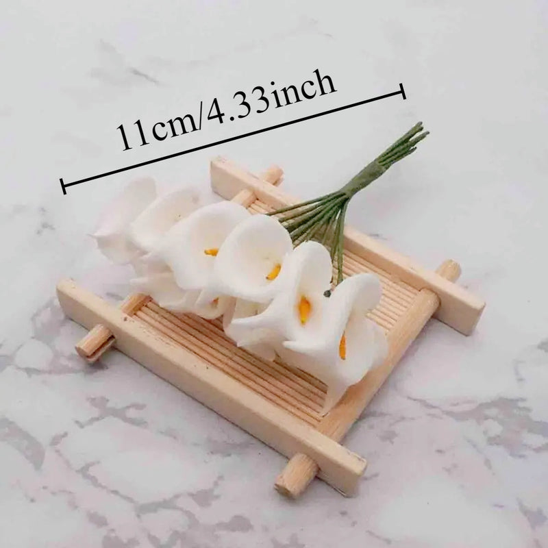 Realistic Mini Calla Lily Bouquet, 4.5" Foam Flowers for Weddings, DIY Gift Boxes, Home Decor, Allergy & Pet Safe
