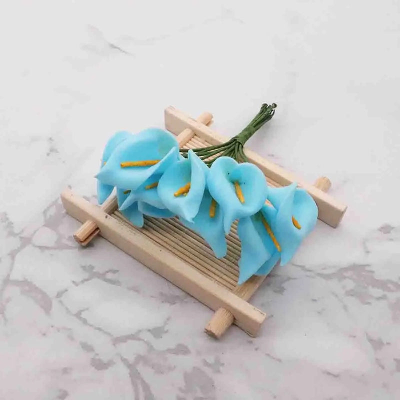 Realistic Mini Calla Lily Bouquet, 4.5" Foam Flowers for Weddings, DIY Gift Boxes, Home Decor, Allergy & Pet Safe
