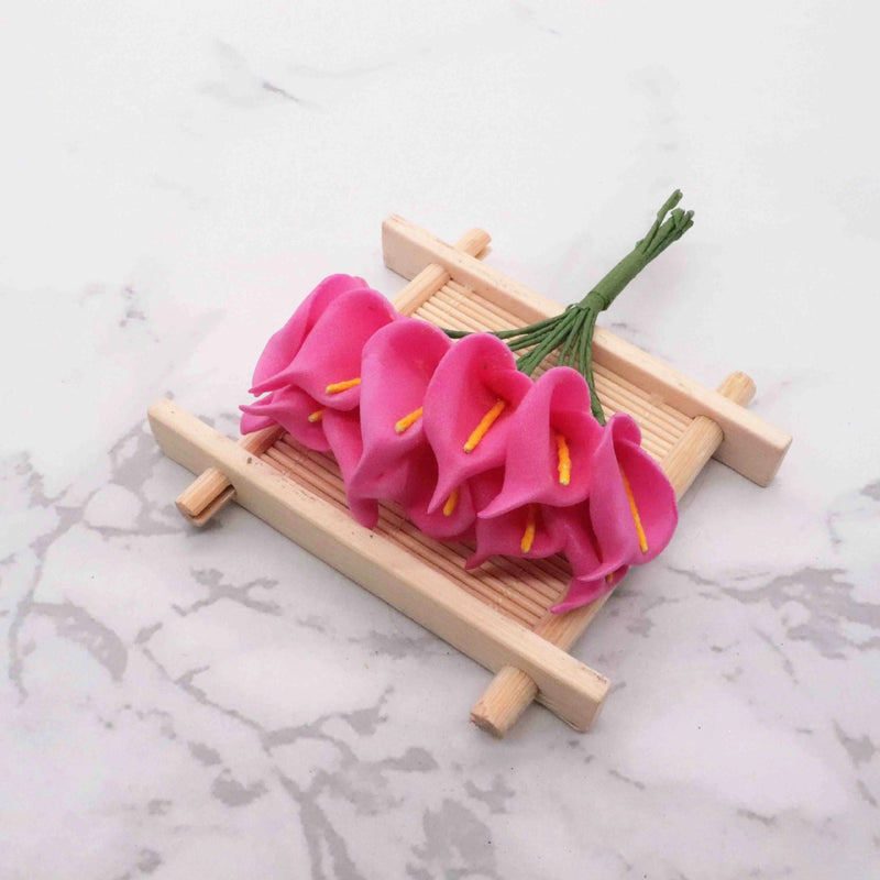 Realistic Mini Calla Lily Bouquet, 4.5" Foam Flowers for Weddings, DIY Gift Boxes, Home Decor, Allergy & Pet Safe