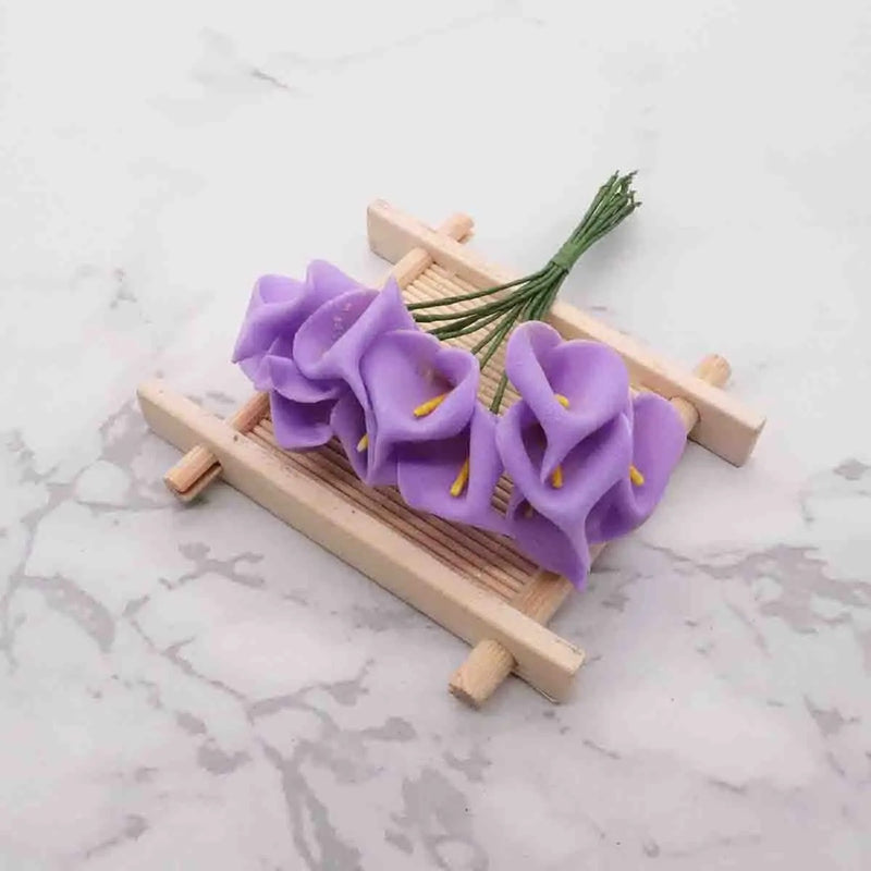Realistic Mini Calla Lily Bouquet, 4.5" Foam Flowers for Weddings, DIY Gift Boxes, Home Decor, Allergy & Pet Safe