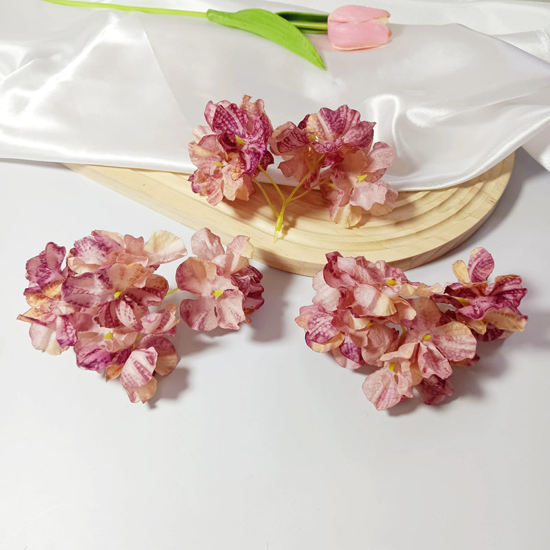 Burnt Edge Faux Hydrangea Heads, 2" Realistic Silk Blooms, Artificial Flowers for DIY Wedding Bouquets, Home Decor, Centerpieces, Wreaths & Event Crafts