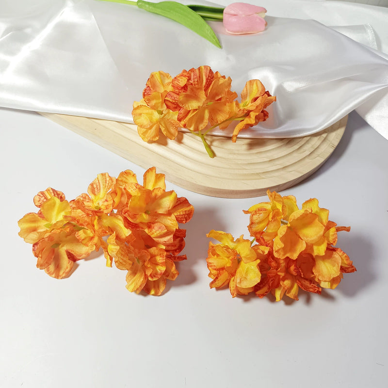 Burnt Edge Faux Hydrangea Heads, 2" Realistic Silk Blooms, Artificial Flowers for DIY Wedding Bouquets, Home Decor, Centerpieces, Wreaths & Event Crafts