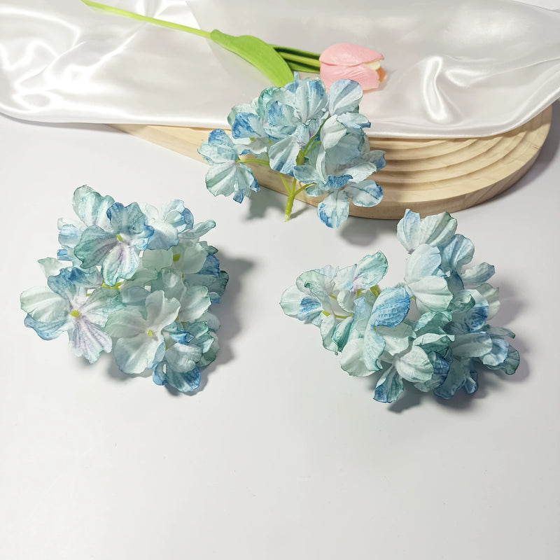 Burnt Edge Faux Hydrangea Heads, 2" Realistic Silk Blooms, Artificial Flowers for DIY Wedding Bouquets, Home Decor, Centerpieces, Wreaths & Event Crafts