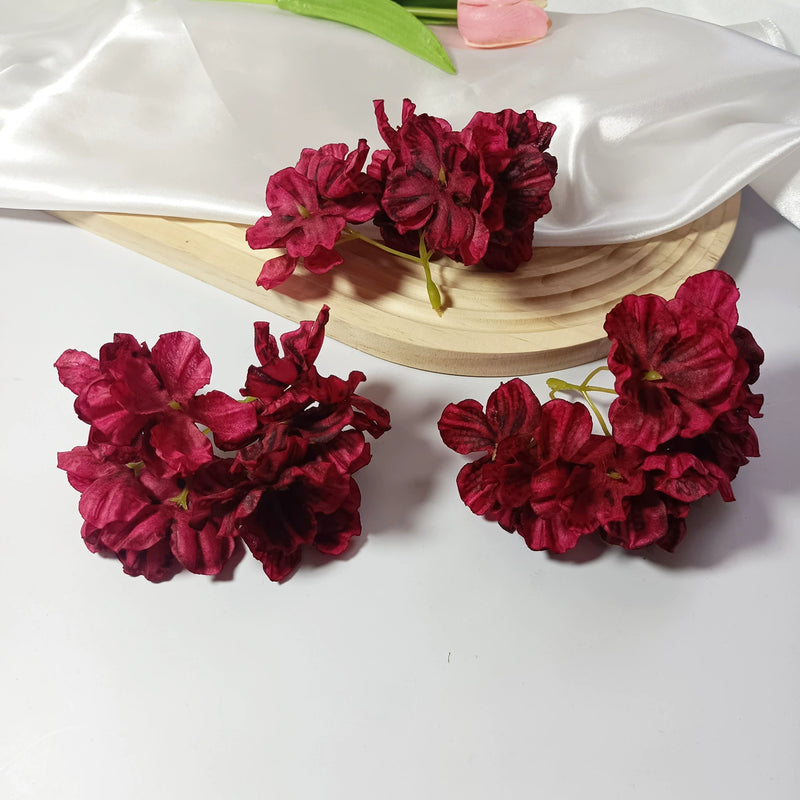 Burnt Edge Faux Hydrangea Heads, 2" Realistic Silk Blooms, Artificial Flowers for DIY Wedding Bouquets, Home Decor, Centerpieces, Wreaths & Event Crafts