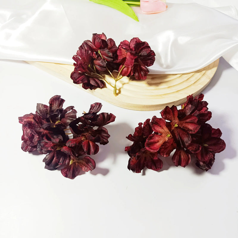 Burnt Edge Faux Hydrangea Heads, 2" Realistic Silk Blooms, Artificial Flowers for DIY Wedding Bouquets, Home Decor, Centerpieces, Wreaths & Event Crafts