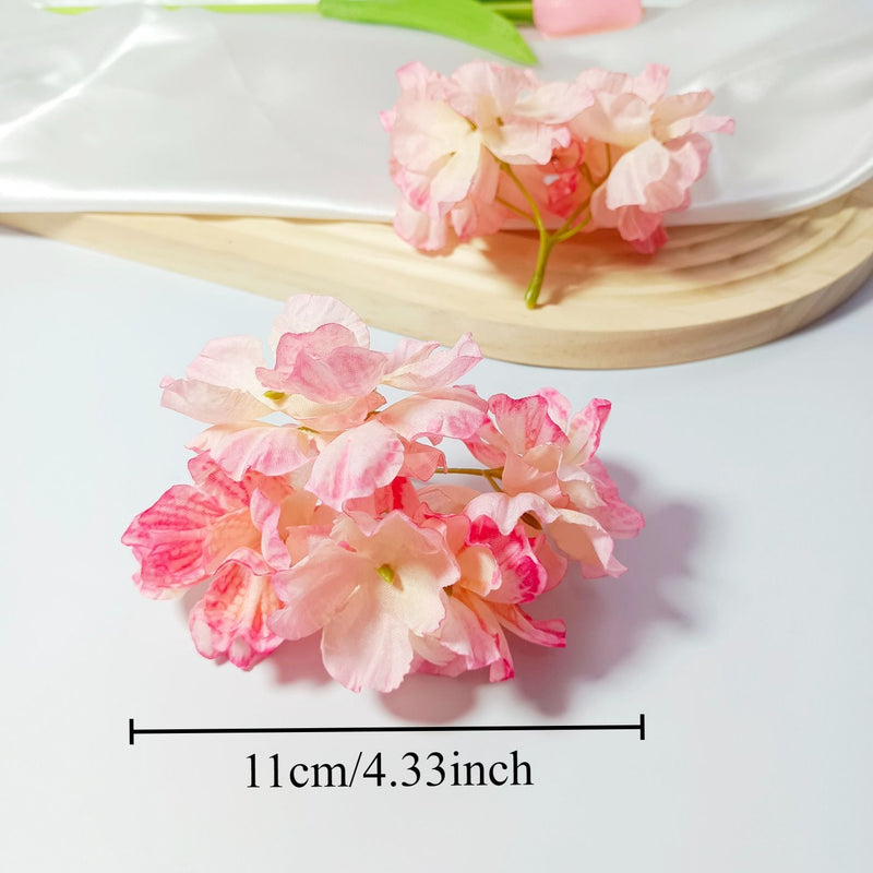 Burnt Edge Faux Hydrangea Heads, 2" Realistic Silk Blooms, Artificial Flowers for DIY Wedding Bouquets, Home Decor, Centerpieces, Wreaths & Event Crafts