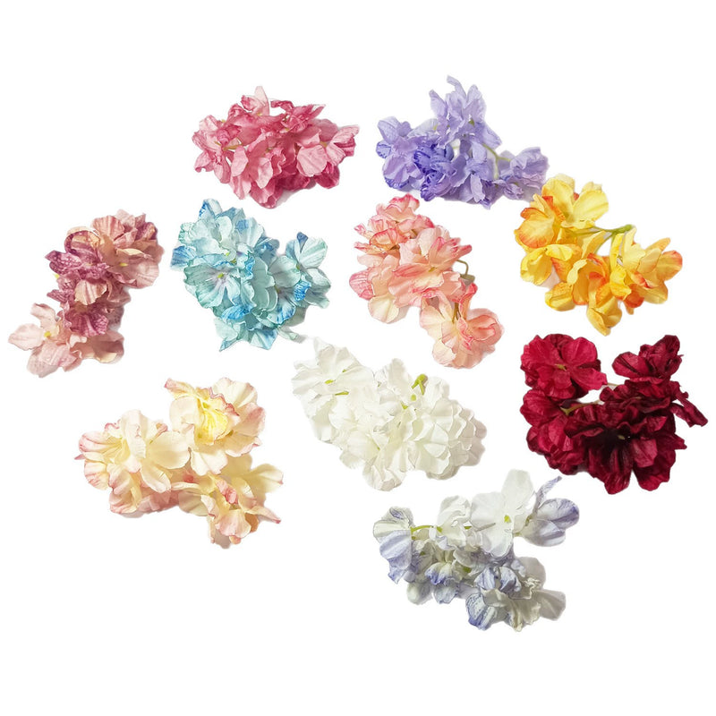 Burnt Edge Faux Hydrangea Heads, 2" Realistic Silk Blooms, Artificial Flowers for DIY Wedding Bouquets, Home Decor, Centerpieces, Wreaths & Event Crafts