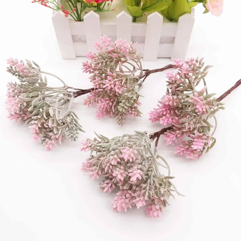 Flocked Faux Lavender Picks, 5.5" Realistic Mini Lavender Stems, Small Artificial Flower Bunches for Vase Filler, DIY Crafts, Wedding & Farmhouse Home Decor