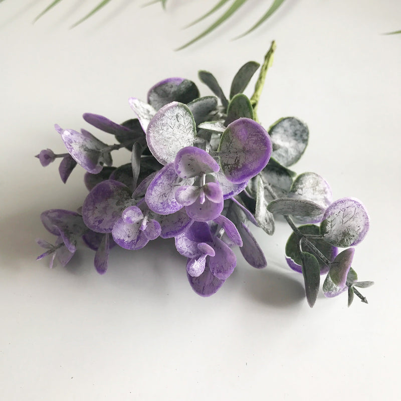 Faux Silver Dollar Eucalyptus Stems, 5.5" Small Money Plant Leaf Picks, Realistic Greenery for Bud Vase Filler, Wedding Decor & DIY Crafts