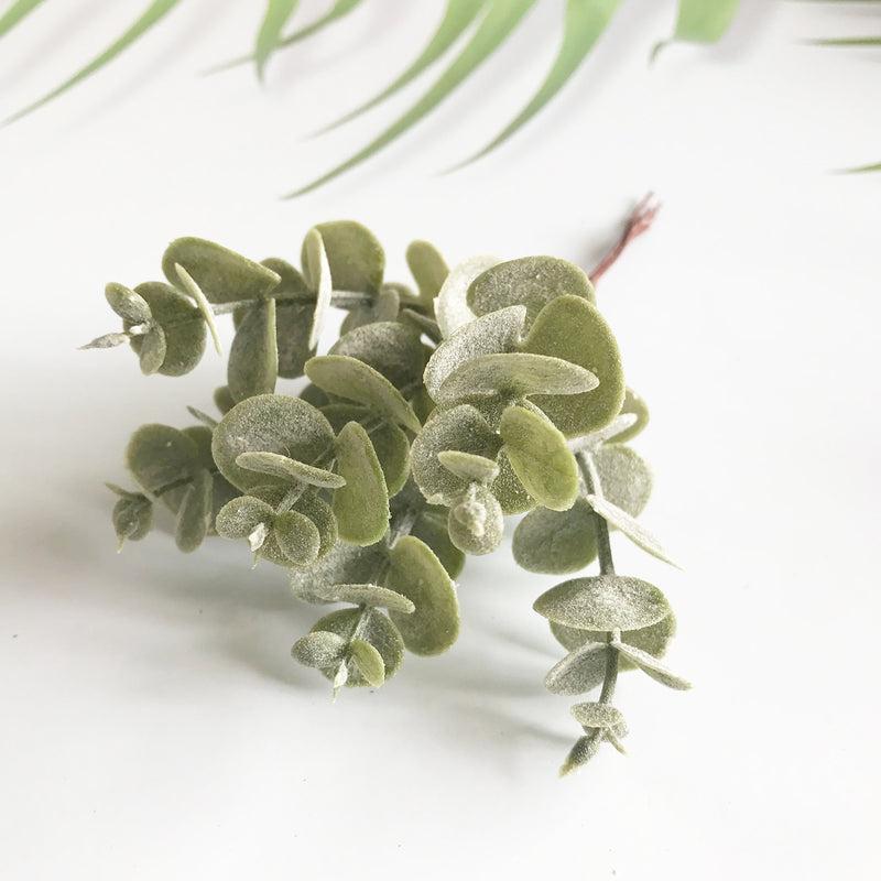 Faux Silver Dollar Eucalyptus Stems, 5.5" Small Money Plant Leaf Picks, Realistic Greenery for Bud Vase Filler, Wedding Decor & DIY Crafts