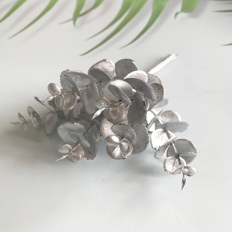 Faux Silver Dollar Eucalyptus Stems, 5.5" Small Money Plant Leaf Picks, Realistic Greenery for Bud Vase Filler, Wedding Decor & DIY Crafts