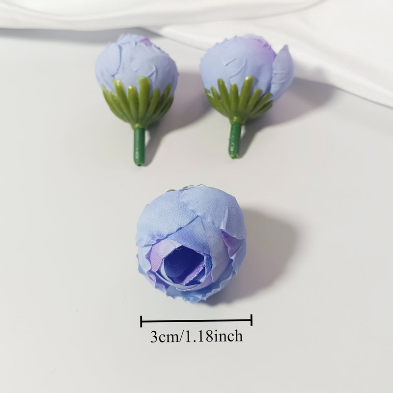 1-Inch Mini Rose Buds, Bulk Small Faux Tea Roses, Lifelike Artificial Flowers for DIY Crafts, Wedding Corsages, Boutonnieres & Home Decor