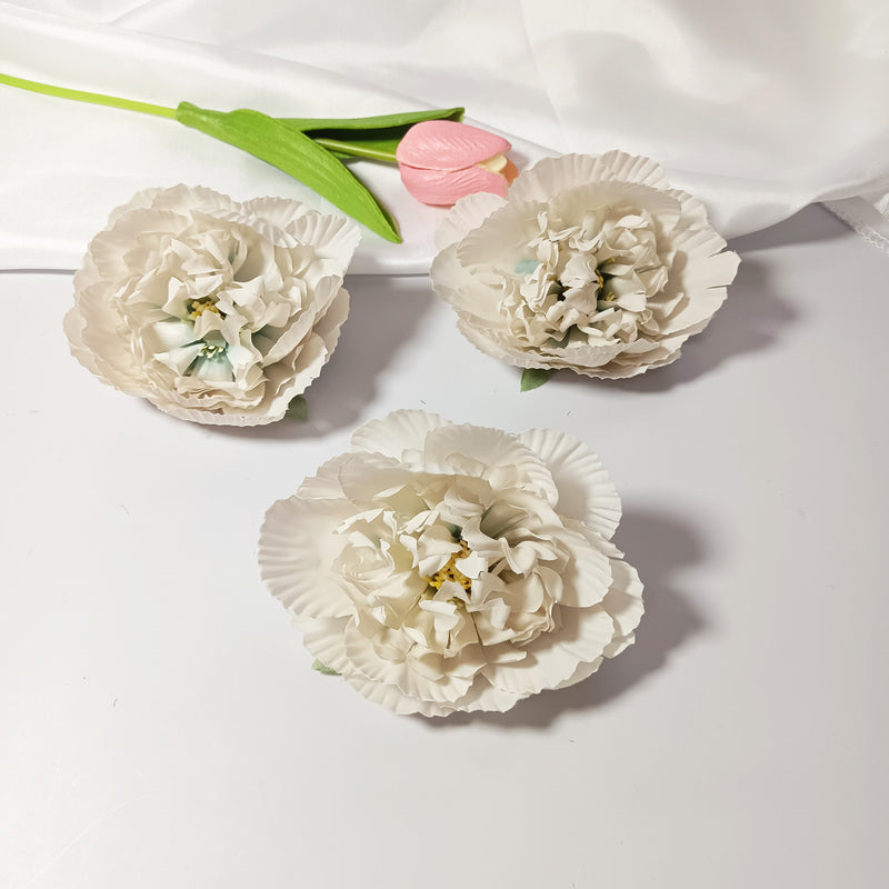 10 Pcs Lush 4" Silk Peony Flower Heads, Cream White Faux Peonies for DIY Wedding Bouquets, Centerpieces, Home Decor & Floral Crafts