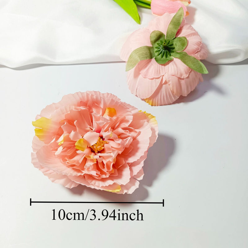 10 Pcs Lush 4" Silk Peony Flower Heads, Cream White Faux Peonies for DIY Wedding Bouquets, Centerpieces, Home Decor & Floral Crafts