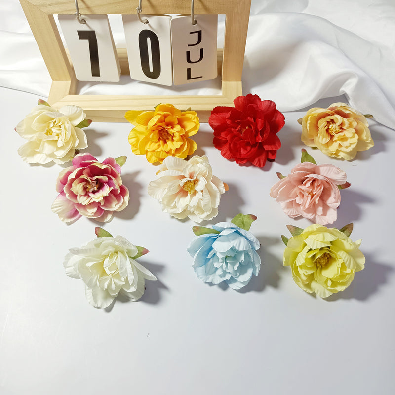 Realistic Faux Peony Flower Heads, 10 Pack, 3" Silk Flowers for DIY Crafts, Wedding Decor, Home & Event Centerpieces, Allergy & Pet Safe