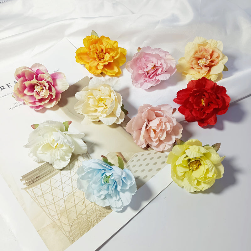 Realistic Faux Peony Flower Heads, 10 Pack, 3" Silk Flowers for DIY Crafts, Wedding Decor, Home & Event Centerpieces, Allergy & Pet Safe