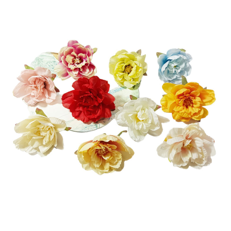 Realistic Faux Peony Flower Heads, 10 Pack, 3" Silk Flowers for DIY Crafts, Wedding Decor, Home & Event Centerpieces, Allergy & Pet Safe