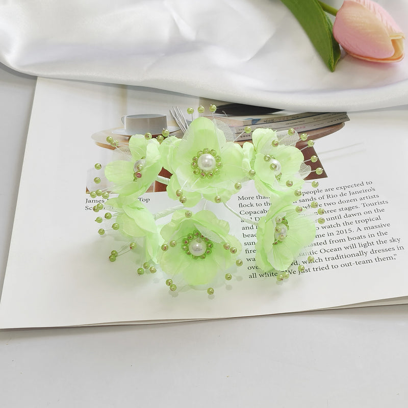 White Pearl Berry Spray, 4.5" Faux Beaded Floral Picks, Dainty Stems for DIY Wedding Bouquets, Corsages, Hair Accessories & Crafts