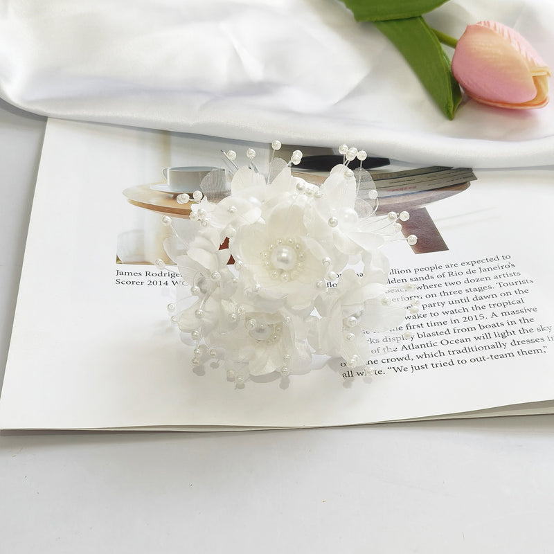 White Pearl Berry Spray, 4.5" Faux Beaded Floral Picks, Dainty Stems for DIY Wedding Bouquets, Corsages, Hair Accessories & Crafts