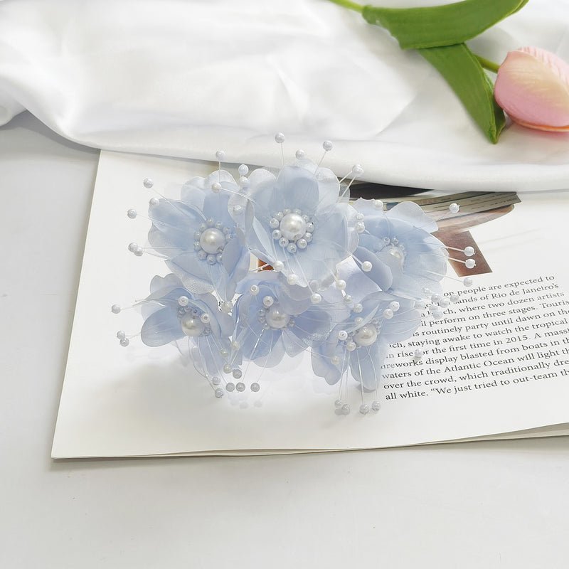 White Pearl Berry Spray, 4.5" Faux Beaded Floral Picks, Dainty Stems for DIY Wedding Bouquets, Corsages, Hair Accessories & Crafts