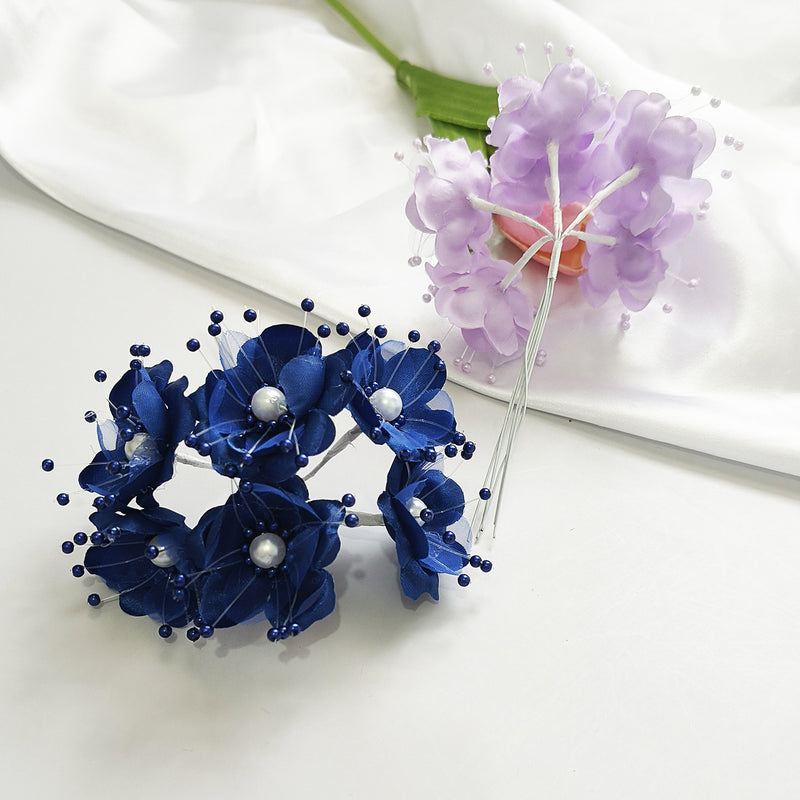 White Pearl Berry Spray, 4.5" Faux Beaded Floral Picks, Dainty Stems for DIY Wedding Bouquets, Corsages, Hair Accessories & Crafts