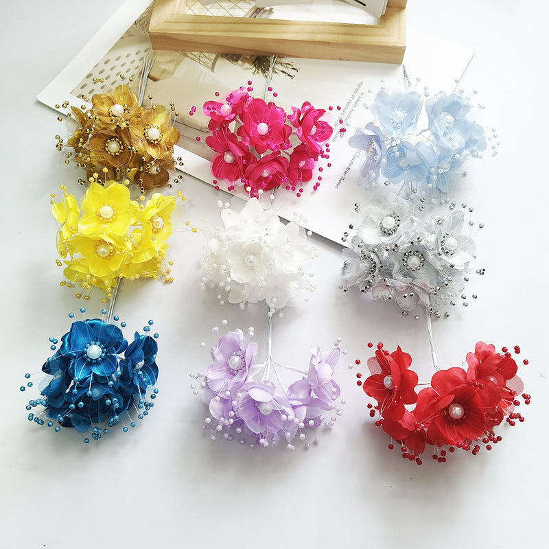 White Pearl Berry Spray, 4.5" Faux Beaded Floral Picks, Dainty Stems for DIY Wedding Bouquets, Corsages, Hair Accessories & Crafts