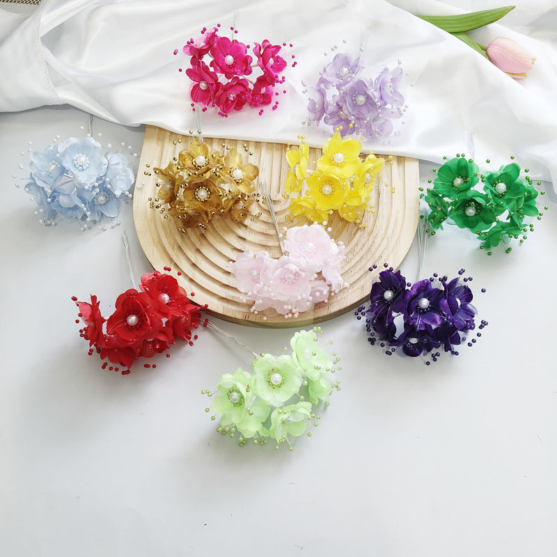 White Pearl Berry Spray, 4.5" Faux Beaded Floral Picks, Dainty Stems for DIY Wedding Bouquets, Corsages, Hair Accessories & Crafts