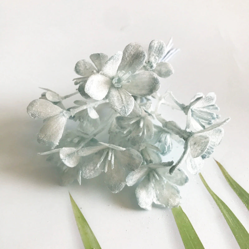 Faux Pine Mist Greenery Stems, 6.5" Realistic Frosted Leaf Picks for DIY Wedding Bouquets, Wreaths, Corsages & Vase Filler, Bulk Floral Supplies
