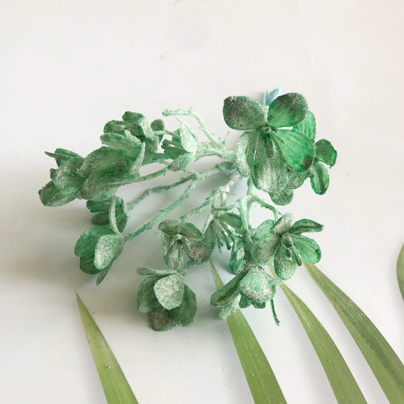 Faux Pine Mist Greenery Stems, 6.5" Realistic Frosted Leaf Picks for DIY Wedding Bouquets, Wreaths, Corsages & Vase Filler, Bulk Floral Supplies