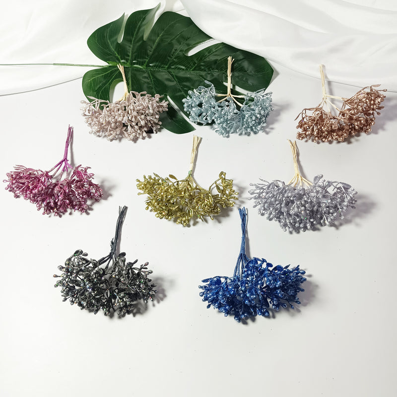 Small Rainbow Berry Spray, 4" Faux Floral Picks, Realistic Filler Flowers for DIY Wedding Boutonnieres, Wreaths, Vase Decor & Crafts