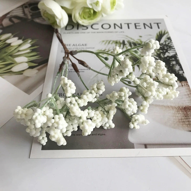 Frosted Faux Baby's Breath Stems, 6.5" Realistic Gypsophila Picks, Small Filler Flowers for DIY Bouquets, Wedding Decor, Vase Arrangements & Crafts