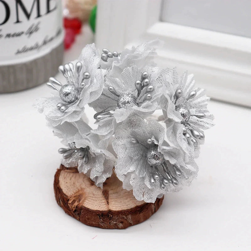 Faux Peony & Rose Floral Bouquet - 4.5" Real-Touch Gold & Silver Corsage, Perfect for Weddings, Events, Home Decor, DIY Gifts